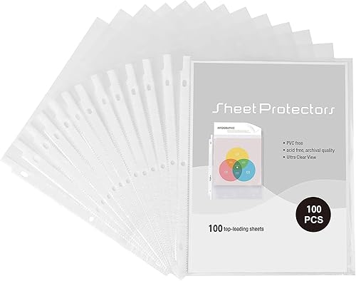 Craftinova 400 protectores de hojas, mangas ligeras de 3 agujeros, diseñadas para proteger papeles de 8.5 x 11 pulgadas, sin ácido, diseño de