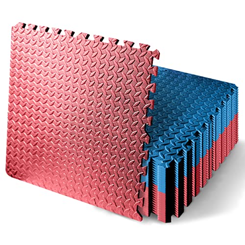 SQUATZ Puzzle Exercise Mat 25/50 Tiles Interlocking Foam Home Mats, 24x24'' EVA Foam Floor 1/2 in Tiles, Protective Flooring for Gym Equipment, Yoga Workouts, Durable Non-Skid Texture, Easy to Assemble miniatura 1