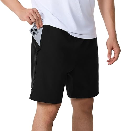 JUNMAO Mens Running Shorts,Gym Workout Shorts with Pockets Mens Athletic Shorts 