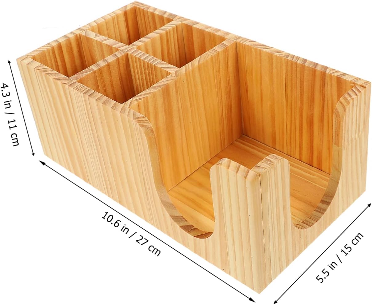 Hemoton Coffee Storage Box Coffee bar containers bar Accessories Wooden Organizer Accessories Organizer Paper Towels Dispenser Wood Bag Condiment