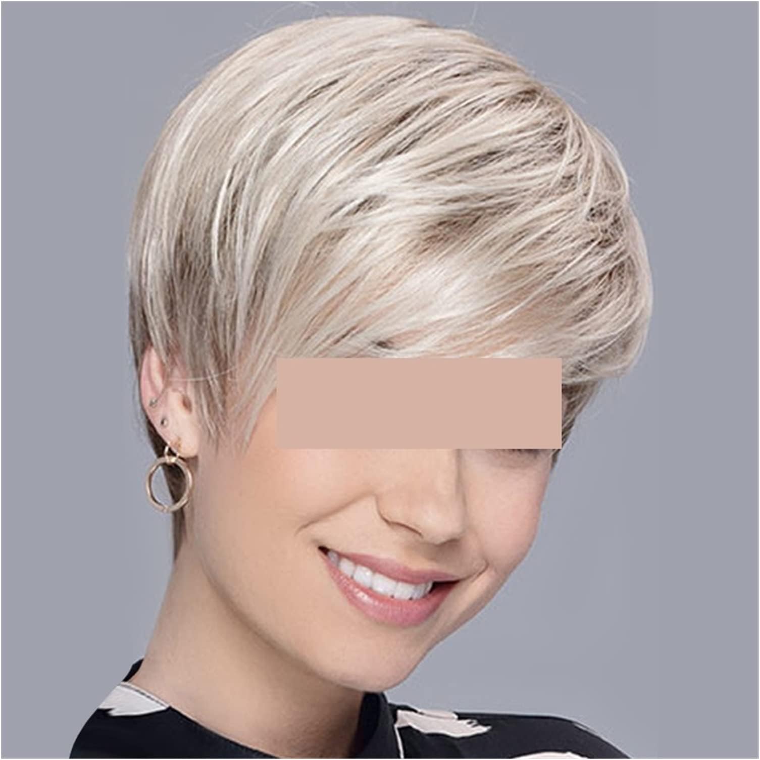 Wigs for Women شعر مستعار الشعر الاصطناعي القصيرة الشقراء ، الباروكات الاصطناعية مع الجانب الانفجاري Hair Wigs (Color : 01)