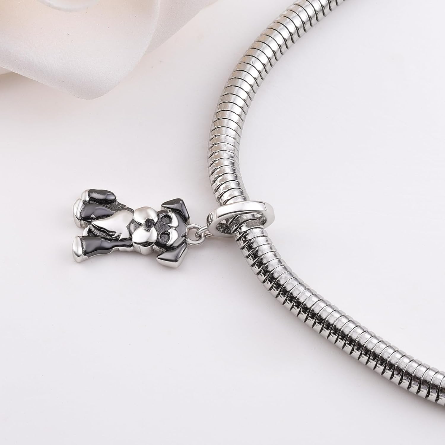 Cute Schnauzer Charm Beads for Women - 925 Sterling Silver Schnauzer Charms for Bracelet Animal Dog Bead Jewelry Gift for Mom Daughter Pet Lover - Image 4