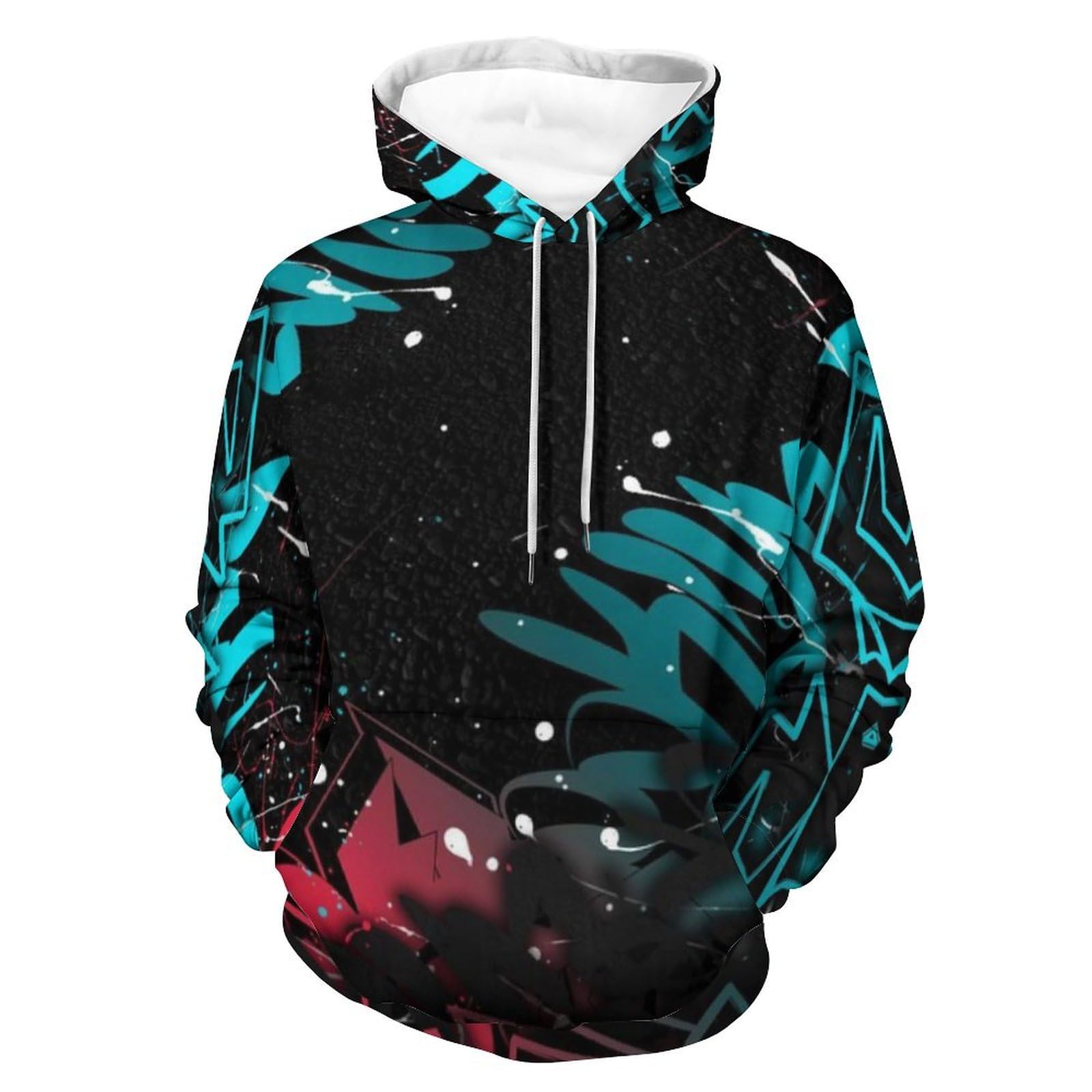 EujGvboU Men's Hip Hop Hoodie Street Novelty Hoodies 3D Graffiti Pullover Casual Sweatshirts