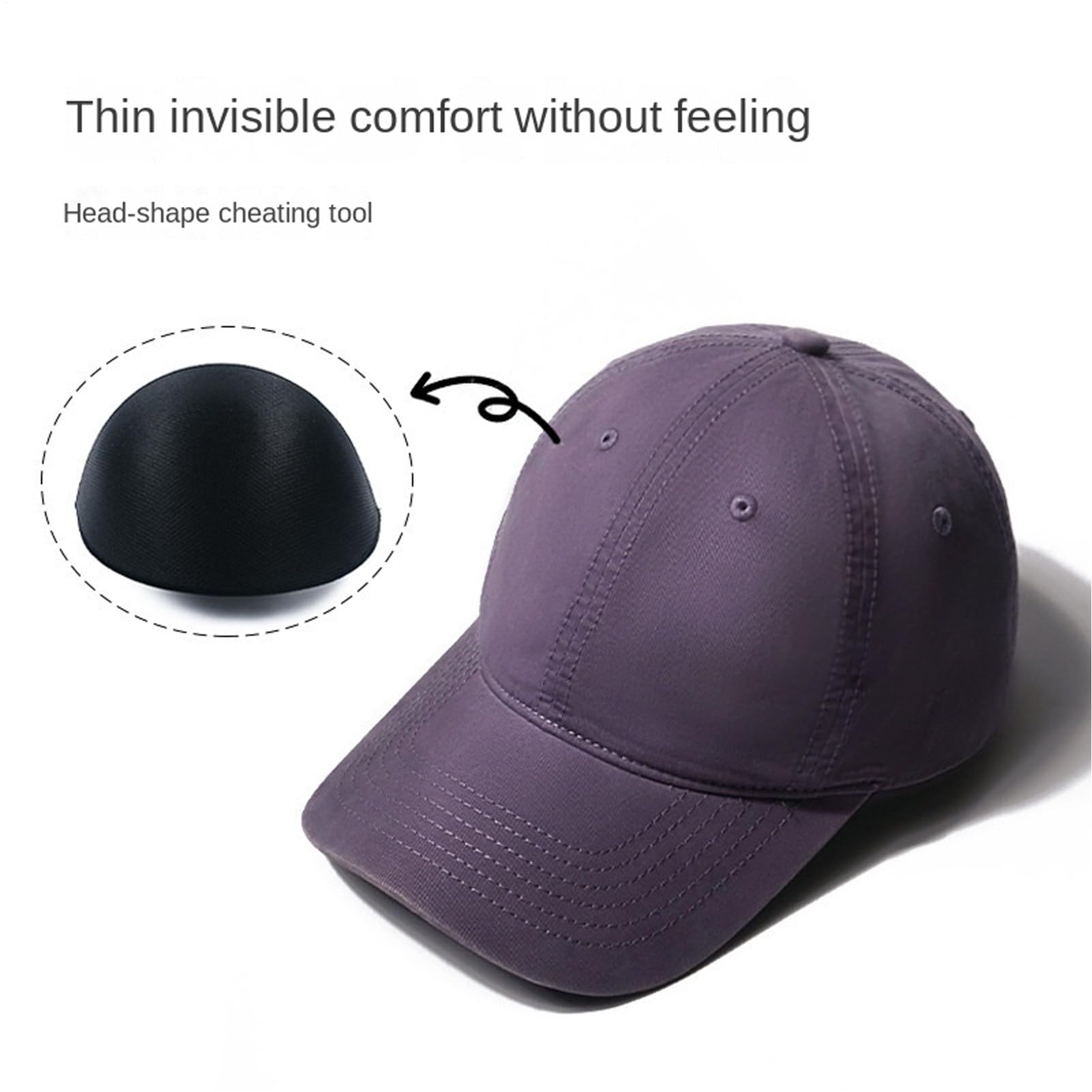 Hat Shaper - Baseball Caps Insert, Breathable Invisible Inner Support, Reusable Foldable Guard, Maintains Headwear Shape, Clothing Accessories, Black Universal Fit Adult