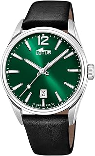 Lotus Herren Analog Uhr Schwarz Leder - Quarz - Kalender - Mineralglas - 10 ATM Wasserdicht Klassische Uhr 18693/4 Minimalist