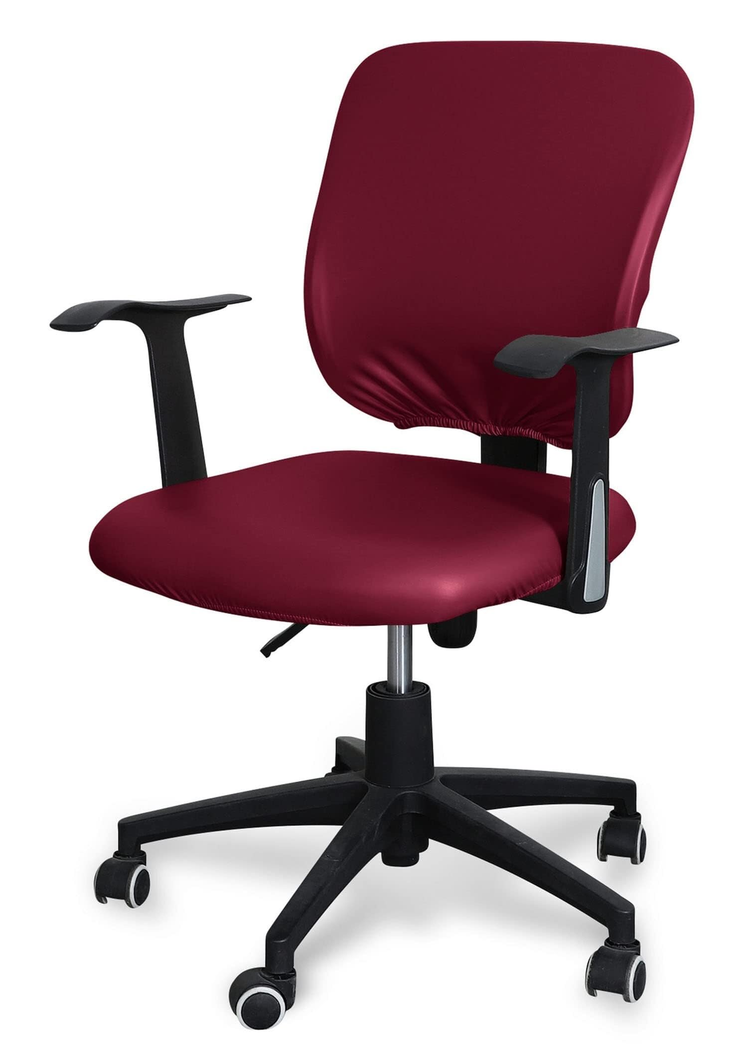 NMVAWIPT PU Leather Office Chair Covers Set, 2 Pieces Water Resistant Slipcovers, Stretchable Computer Boss Protector, Easy Clean(Red)