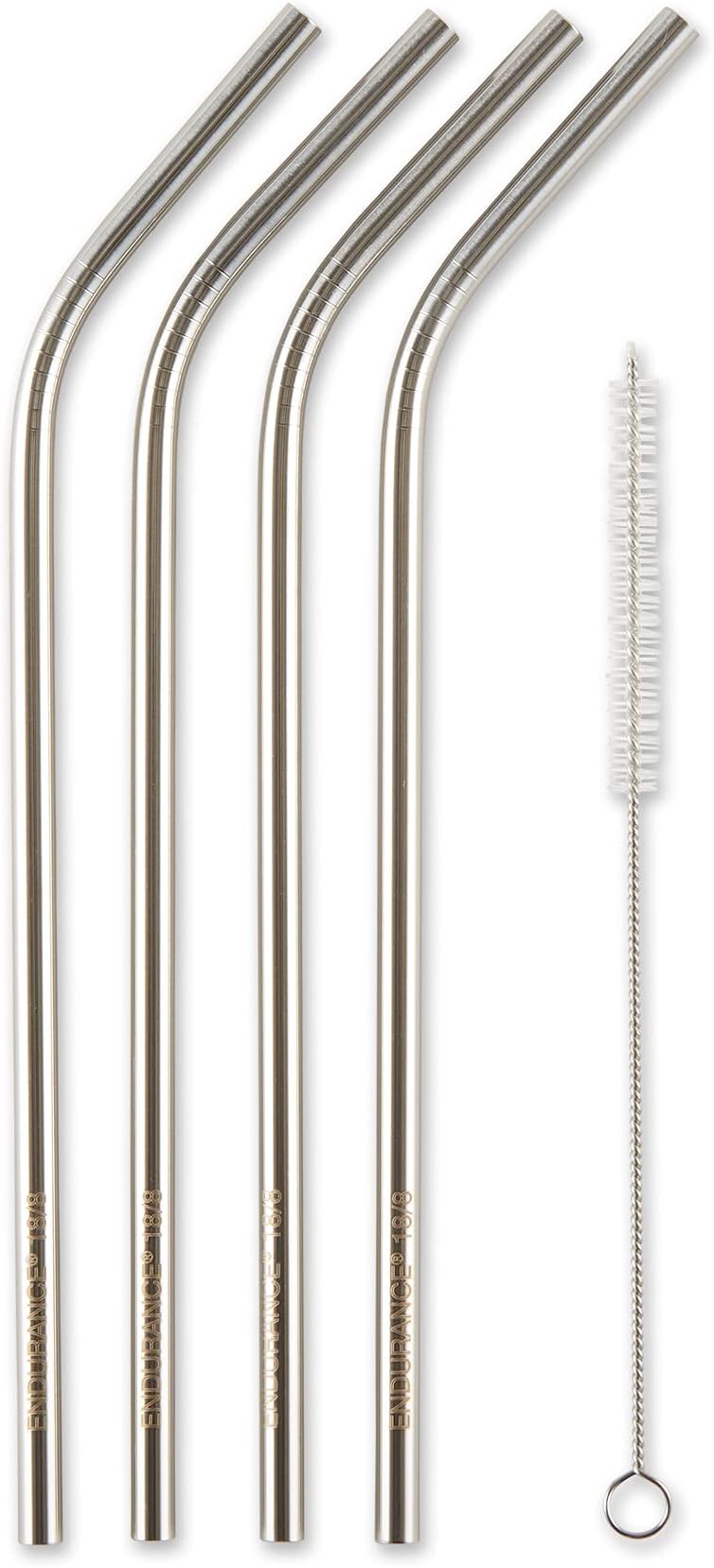 RSVP International Endurance Stainless Steel 8.5" Drink Straws, 4 Count | 5mm Fits Most Tumblers | Reusable & Durable | for Smoothies, Frappes, Sodas, Tea & More | Dishwasher Safe