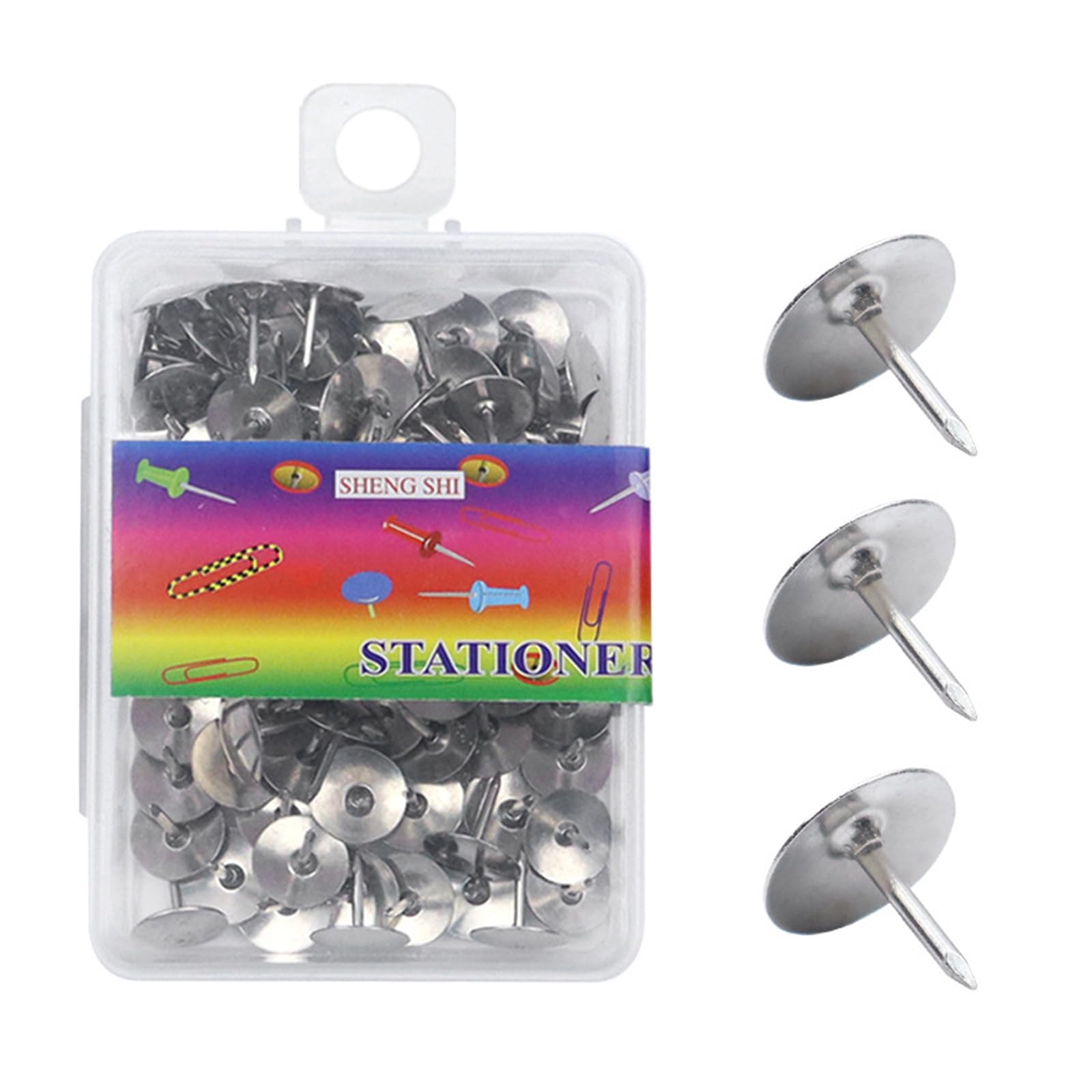 200Pieces Plated Pin Thumbtacks Flat Push Pins Metal Thumbtacks Flat Head Tacks Corkboard Pin for Bulletin Board Metal Push Pins