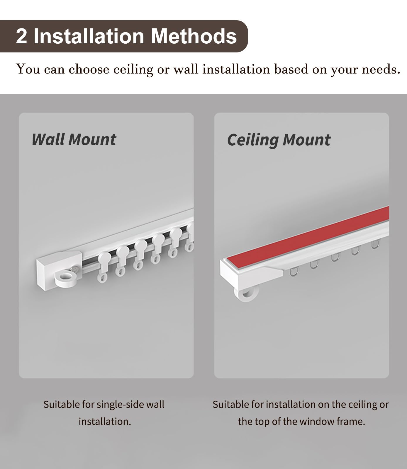 Ontrack Binario Per Tenda Autoadesivo 2,4 M | Set Senza Fori Con 36 Ganci | Installazione Facile Su Parete E Soffitto | Bianco, Tagliabile