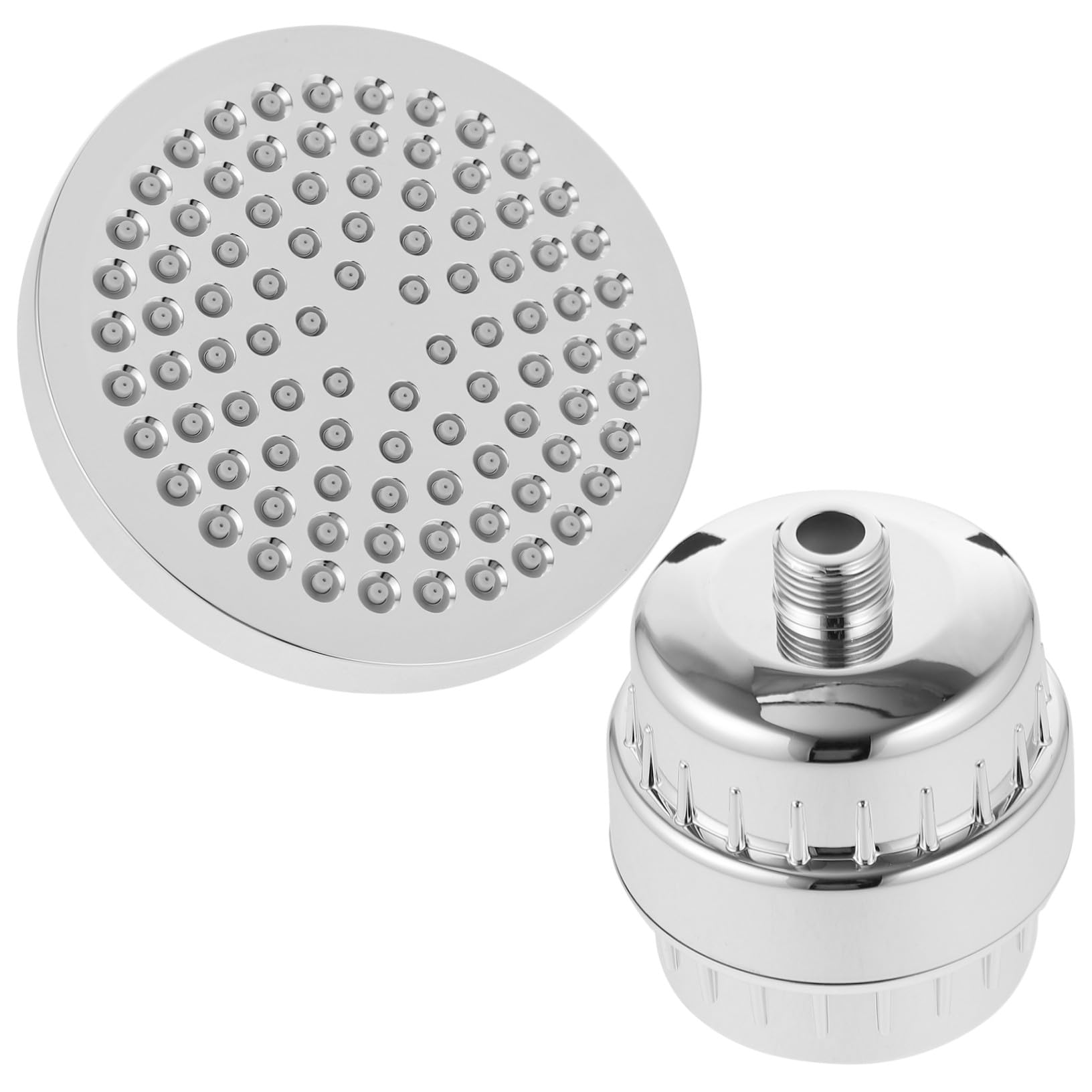 Toyvian Filtro de Ducha para Agua Dura de 6 Pulgadas 15 Niveles | Cabezal Superior Giratorio 360°, Abs y Algodón, Plata, Múltiples Capas de Filtración