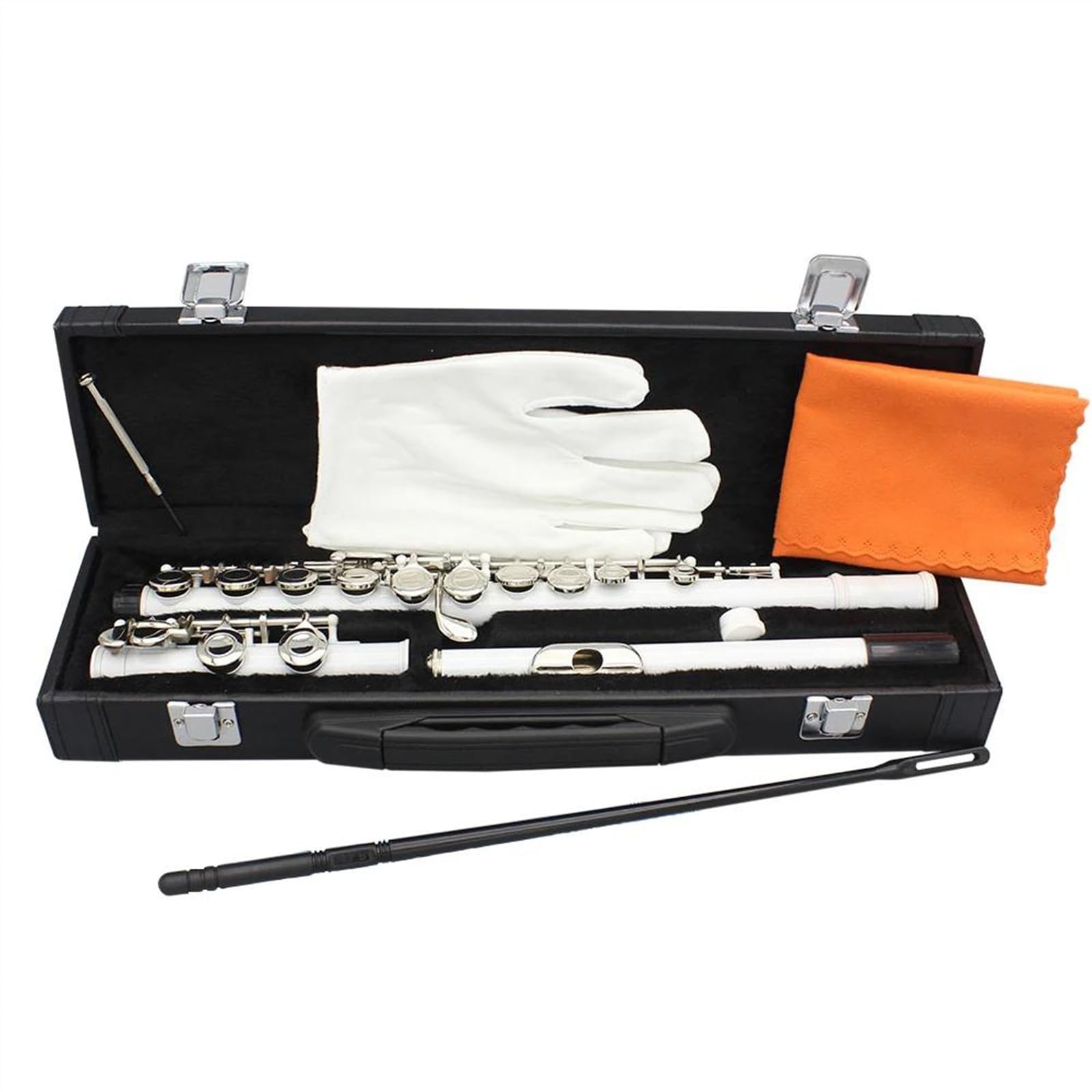 Flauta De Llave C Con Orificio Cerrado, 16 Agujeros, Cuproníquel Blanco, Flauta Transversal De Concierto Niquelada Con Llave E Flauta Travesera Kit
