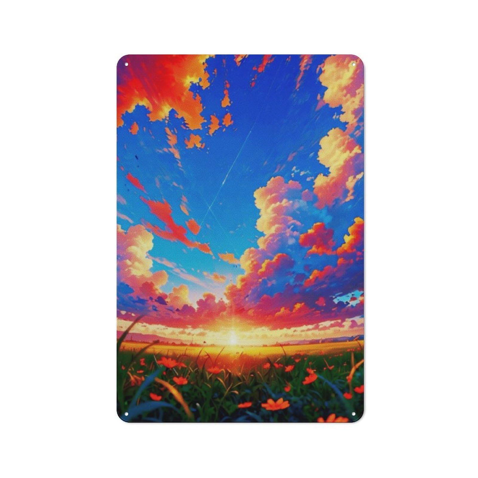 Junmoney Sunset Anime Vintage Printed Metal Sign 30X20cm For Workshop Wall, A Decorative Gift For A Newly Furnished Workshop
