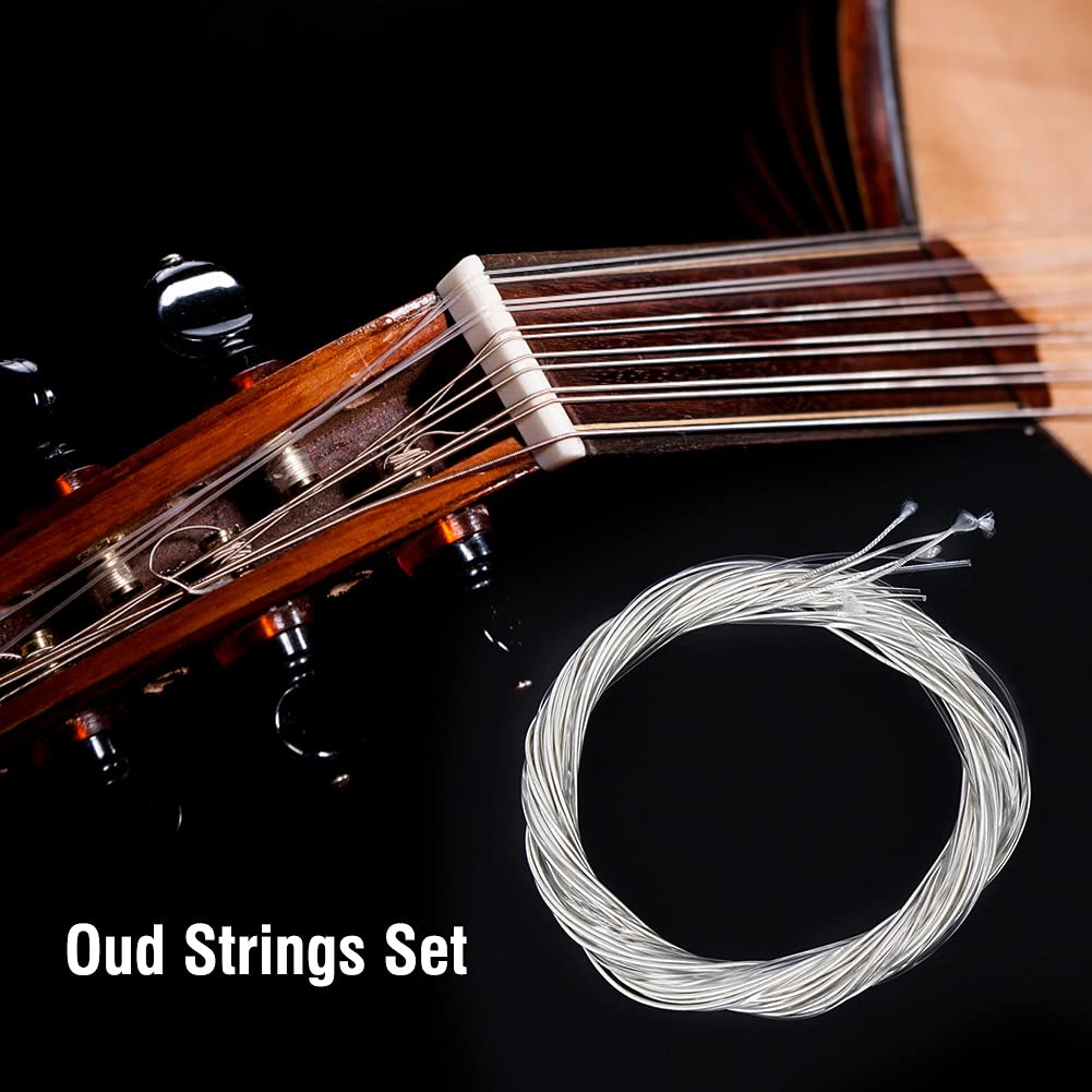 Cordes Oud, Accessoire de Remplacement pour jeu de Cordes Oud en Alliage de Cuivre Plaqué Argent en Nylon Transparent(12 cordes)