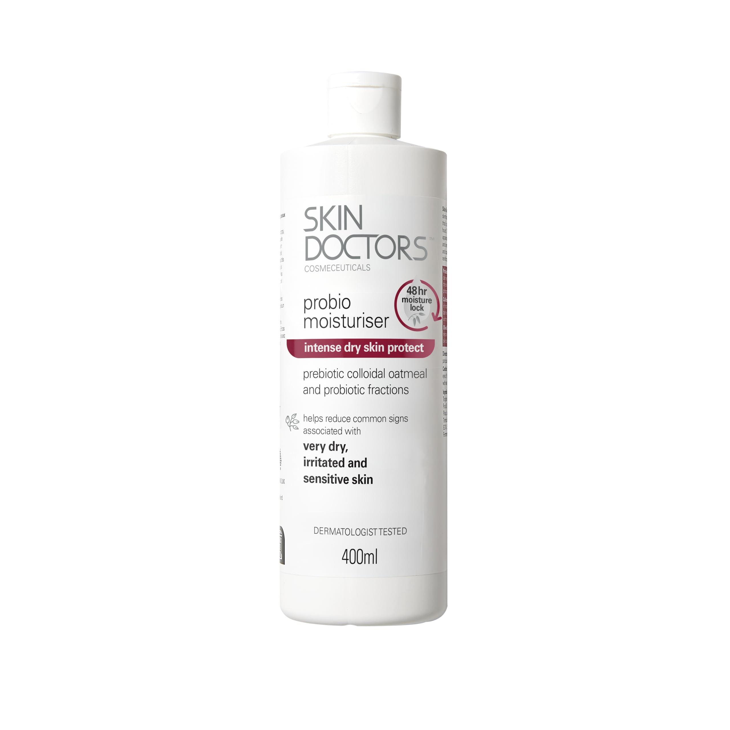 Skin Doctors UK Probio Moisturiser, 48-Hour Hydrating Body Lotion, Dermatologically Tested, Probiotic Fractions and Colloidal Oatmeal, For Dry Sensitive Skin, Fragrance-Free