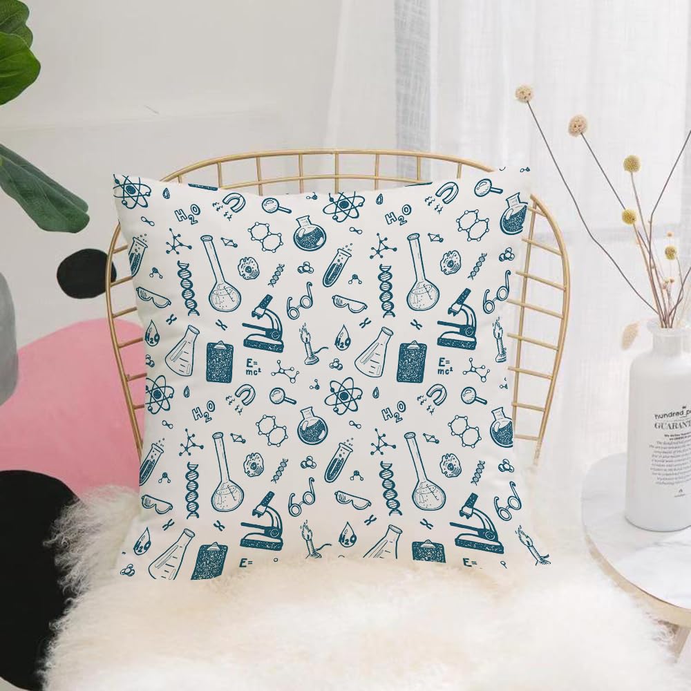 HYOSXW Cushion Cover,Throw Pillow Case Home Decorative for Living Room Bedroom Sofa Chair 16X16 Inch,Hand Drawn Chemistry seamless pattern. Science background.,Pillowcase 40X40cm
