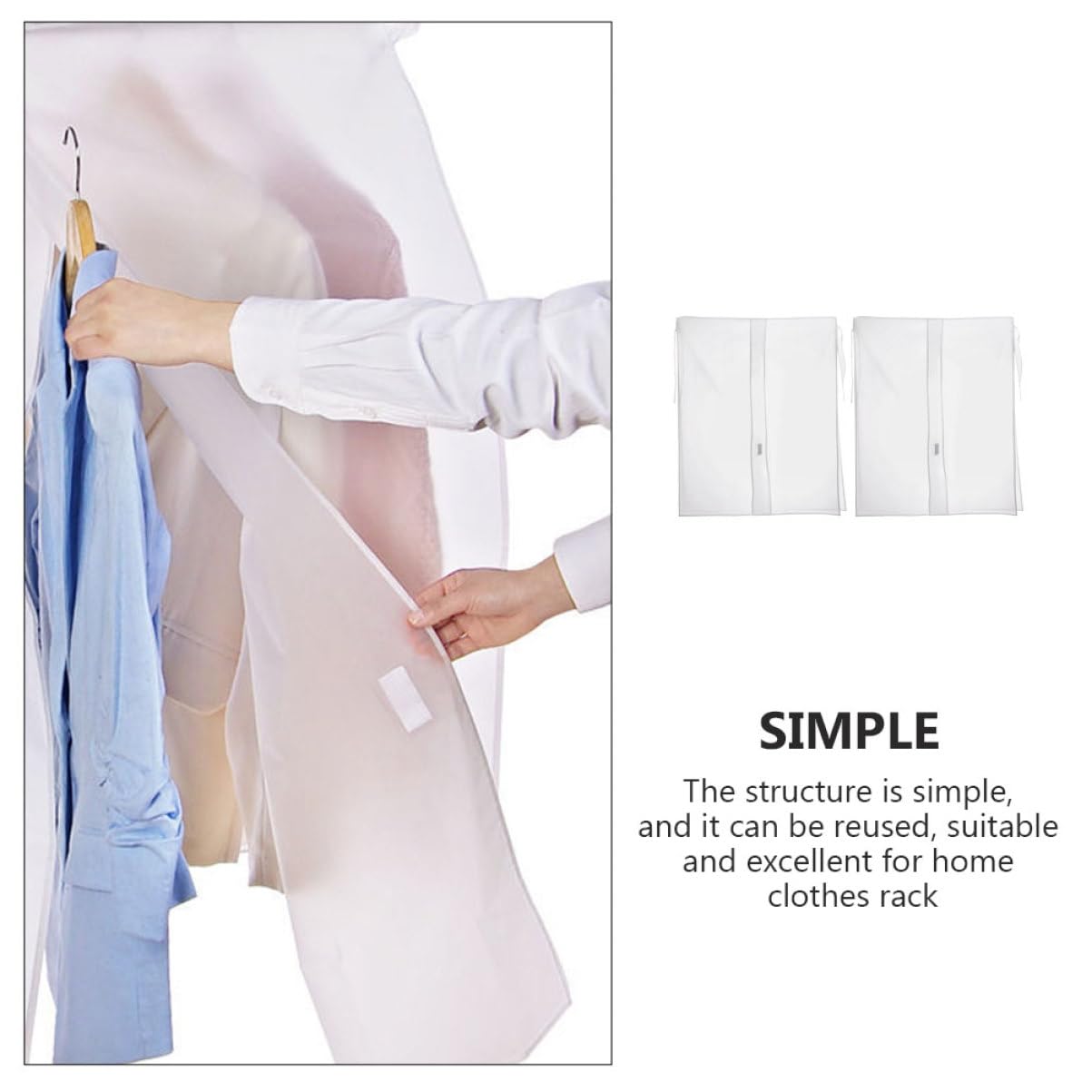 2 piezas Protector para Ropa Funda para Armario para Perchero Bolsa de Almacenamiento Resistente al Polvo para Prendas para Dormitorio y Balcón