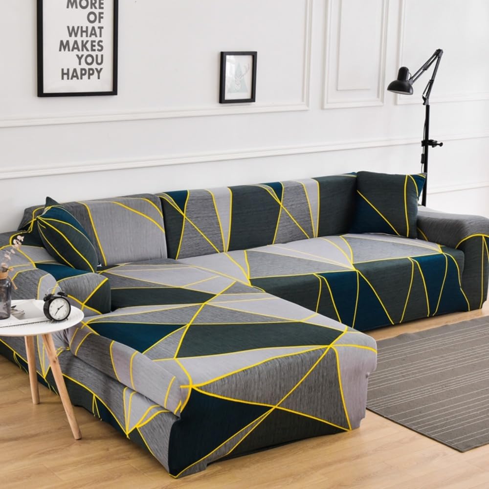Bedruckter sofabezug l Form, für Wohnzimmer sofaschoner rutschfest, Stretchsofa überzug ecksofa, Liegesofabezüge für Ledersofa, maschinenwaschbar (Color 2,XL (235-300cm) 1PC)