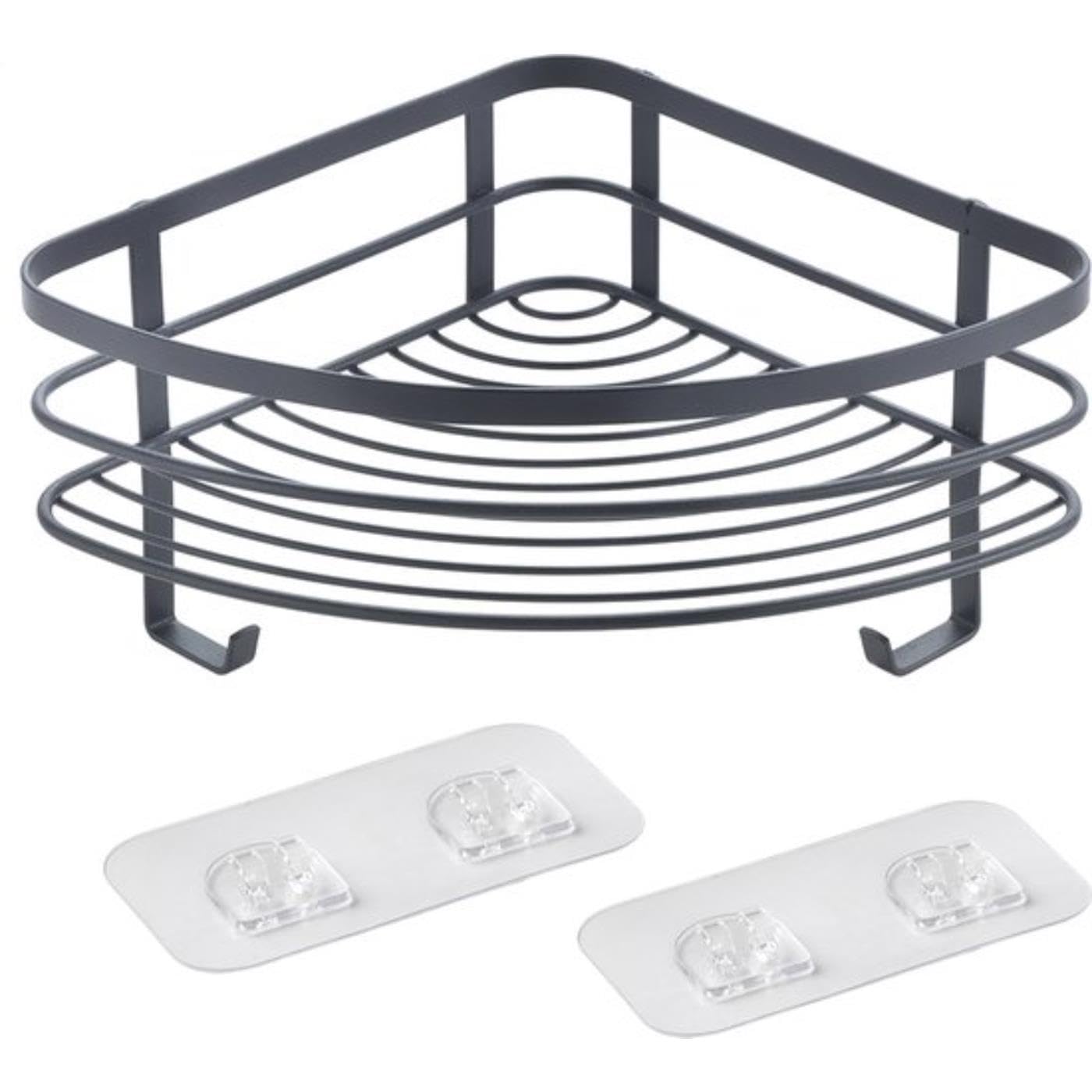 Metaltex Eckregal Origin Lava – 21 × 21 × 13 cm, U-Fix-Klebehalterung, matt schwarz