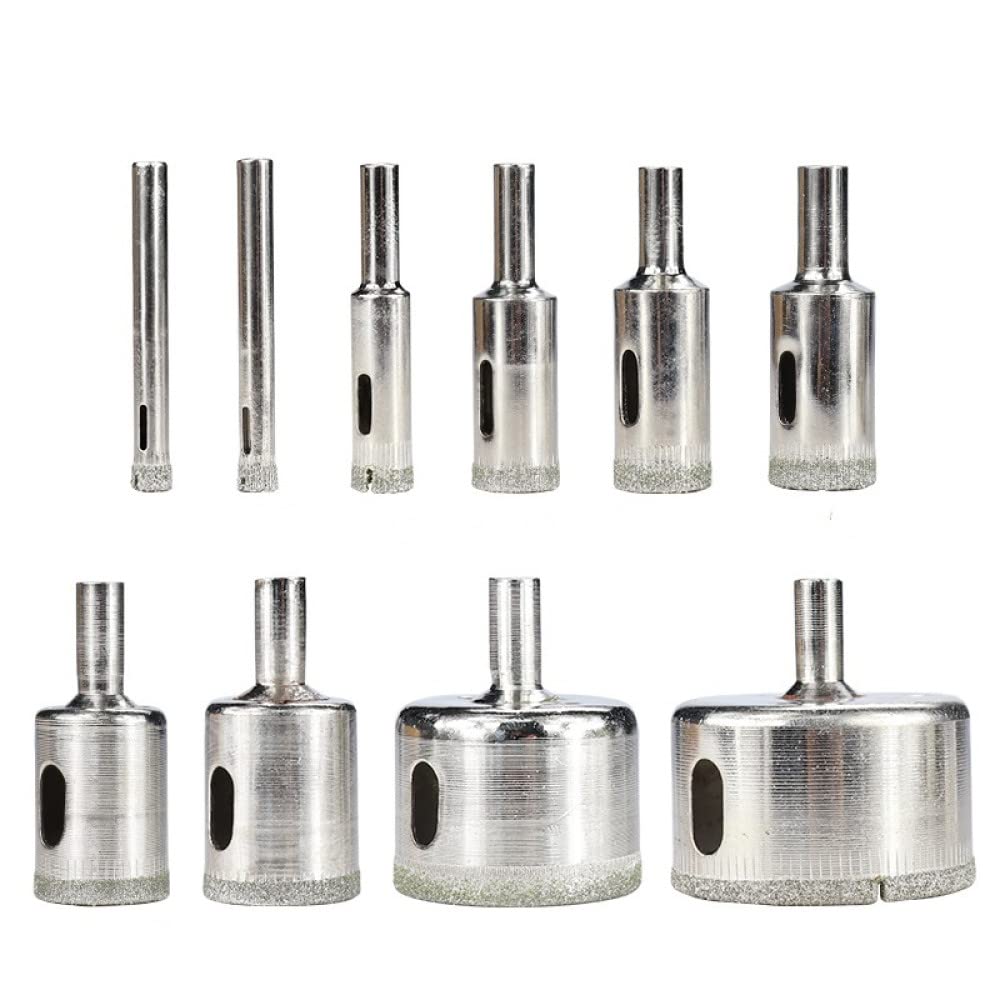 Punta da trapano diamantata 10 pezzi 3-50 mm per punte da trapano per seghe a tazza per piastrelle in vetro marmo granito, n. 3 set da 10 pezzi