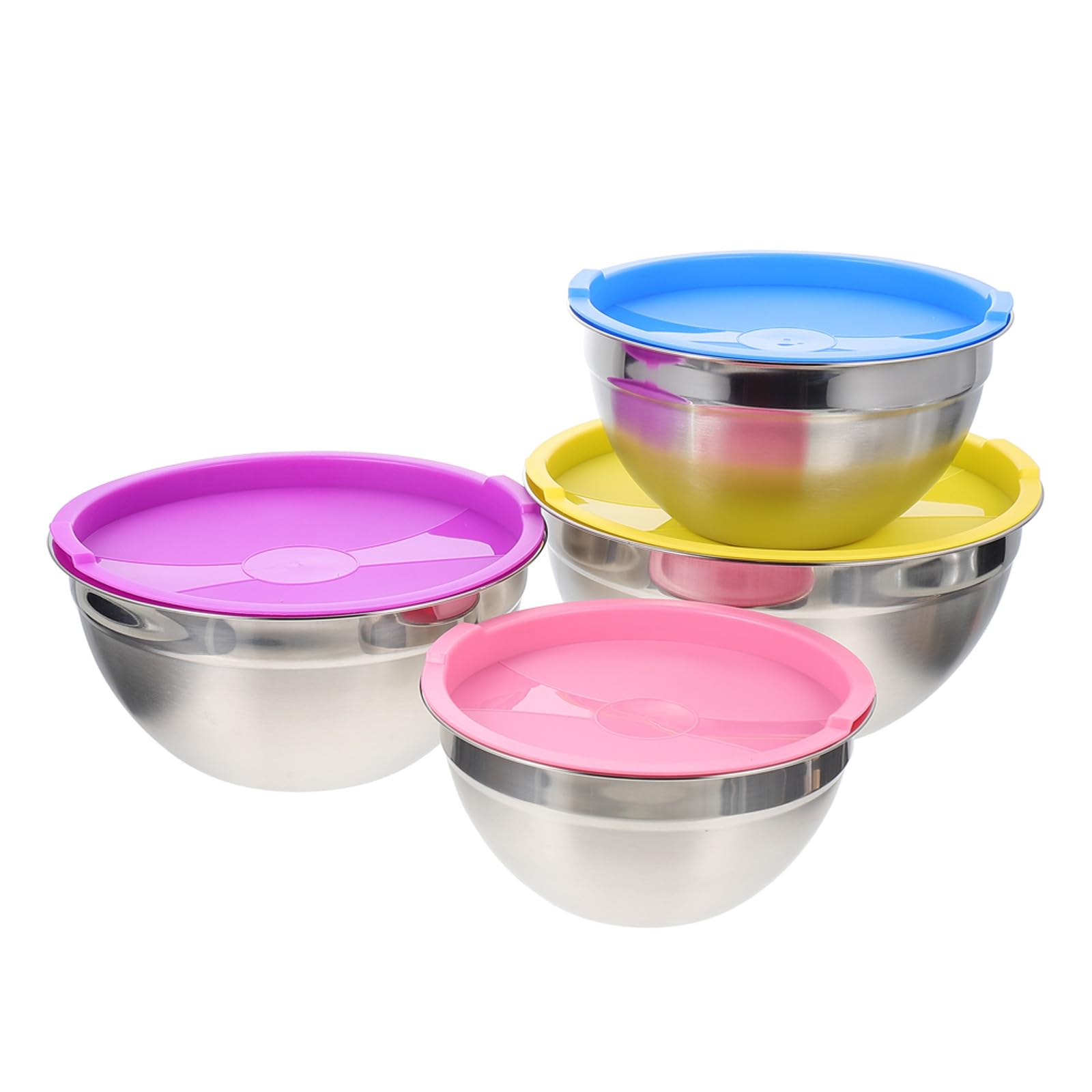 Amosfun 4 Piezas Ensaladera De Acero Inoxidable Accesorios De Cocina Grandes Tazones De Sopa Tazón Para Servir En Casa Tazón De Frutas Apilar Tazones Para Mezclar Cuenco Casero Bochas