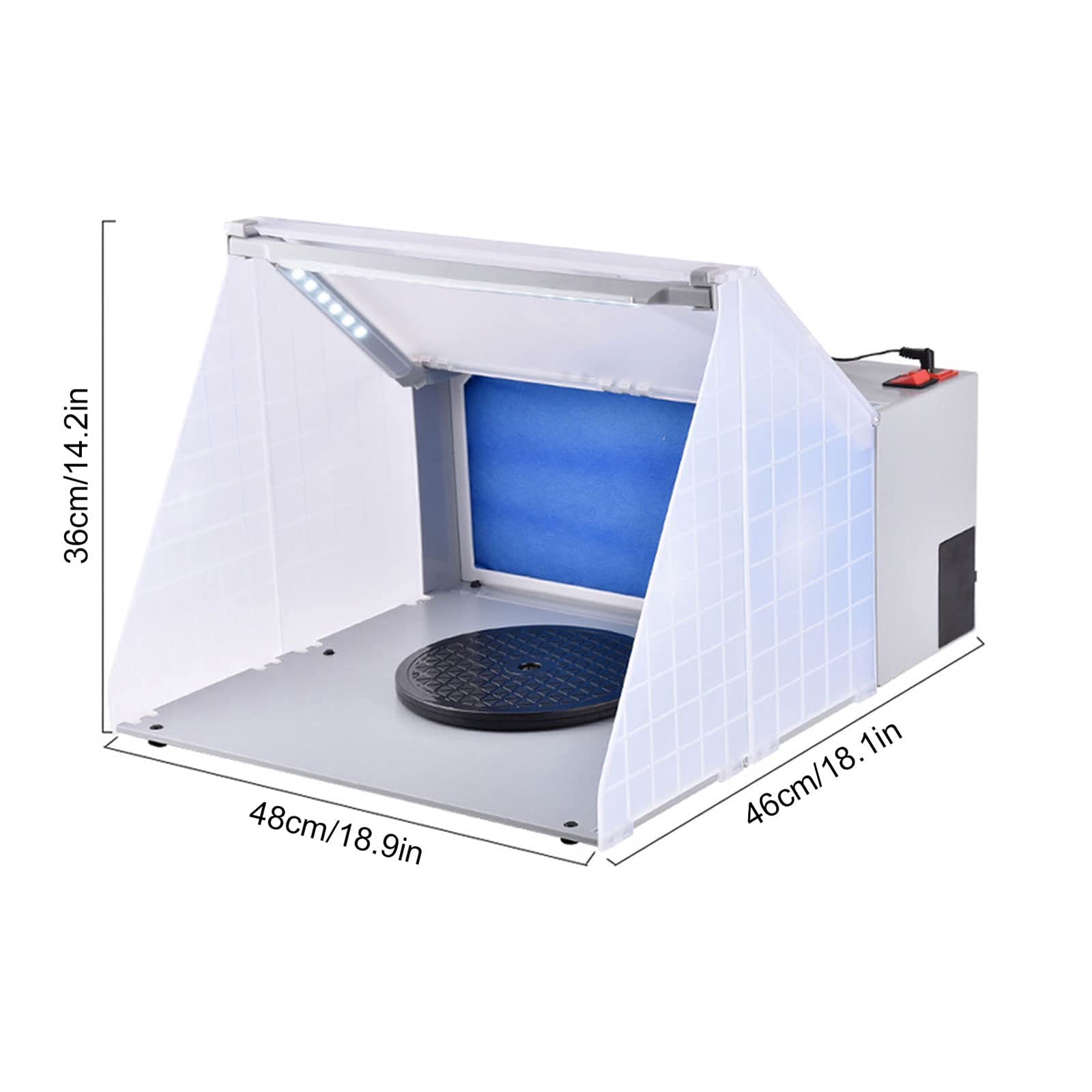 Cabina di verniciatura portatile con aerografo, kit cabina di verniciatura a spruzzo, con 3 luci a LED, tavolo girevole e tubo filtrante, cabina di verniciatura a spruzzo professionale con aerografo