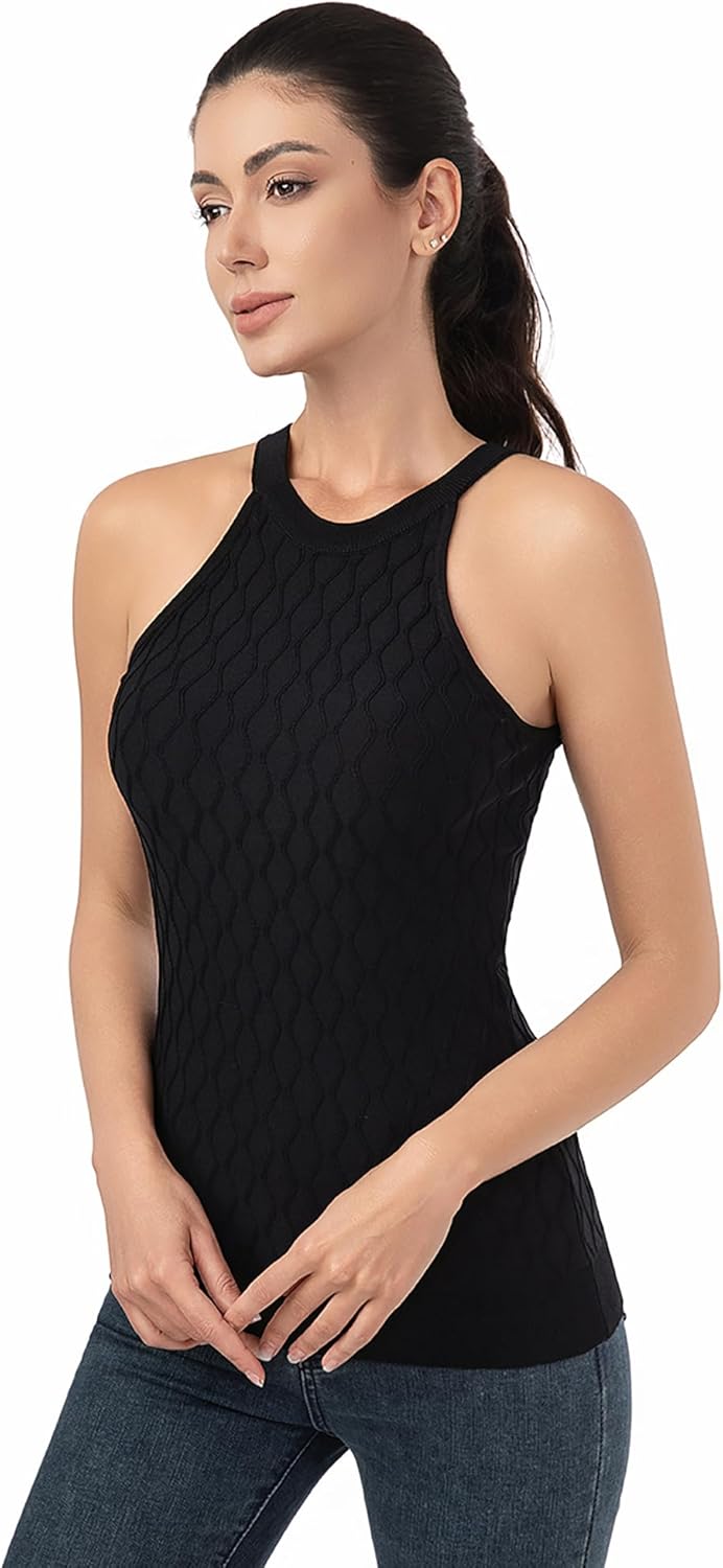 AmélieBoutik Women Knit Tank Tops Crew Neck Sleeveless Shirts Summer Casual Basic Tanks - Image 4