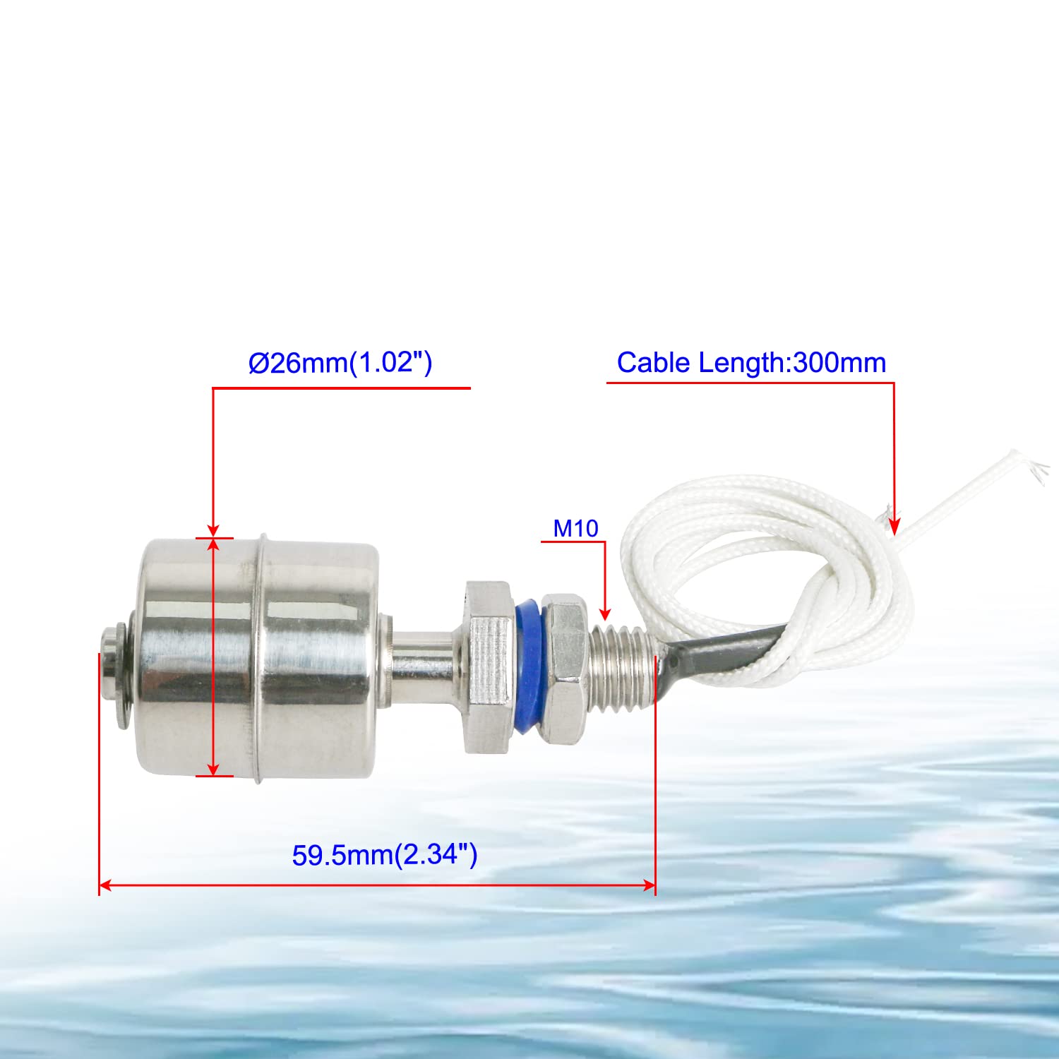 Water Level Sensor Switch Stainless Steel,Liquid Level Sensor Float Switch, Plastic Ball Float Controller For Water Pump Fish Tank Cistern Sump Filter Aquarium Swim Pool Garden Pond Liquid 2 Pcs