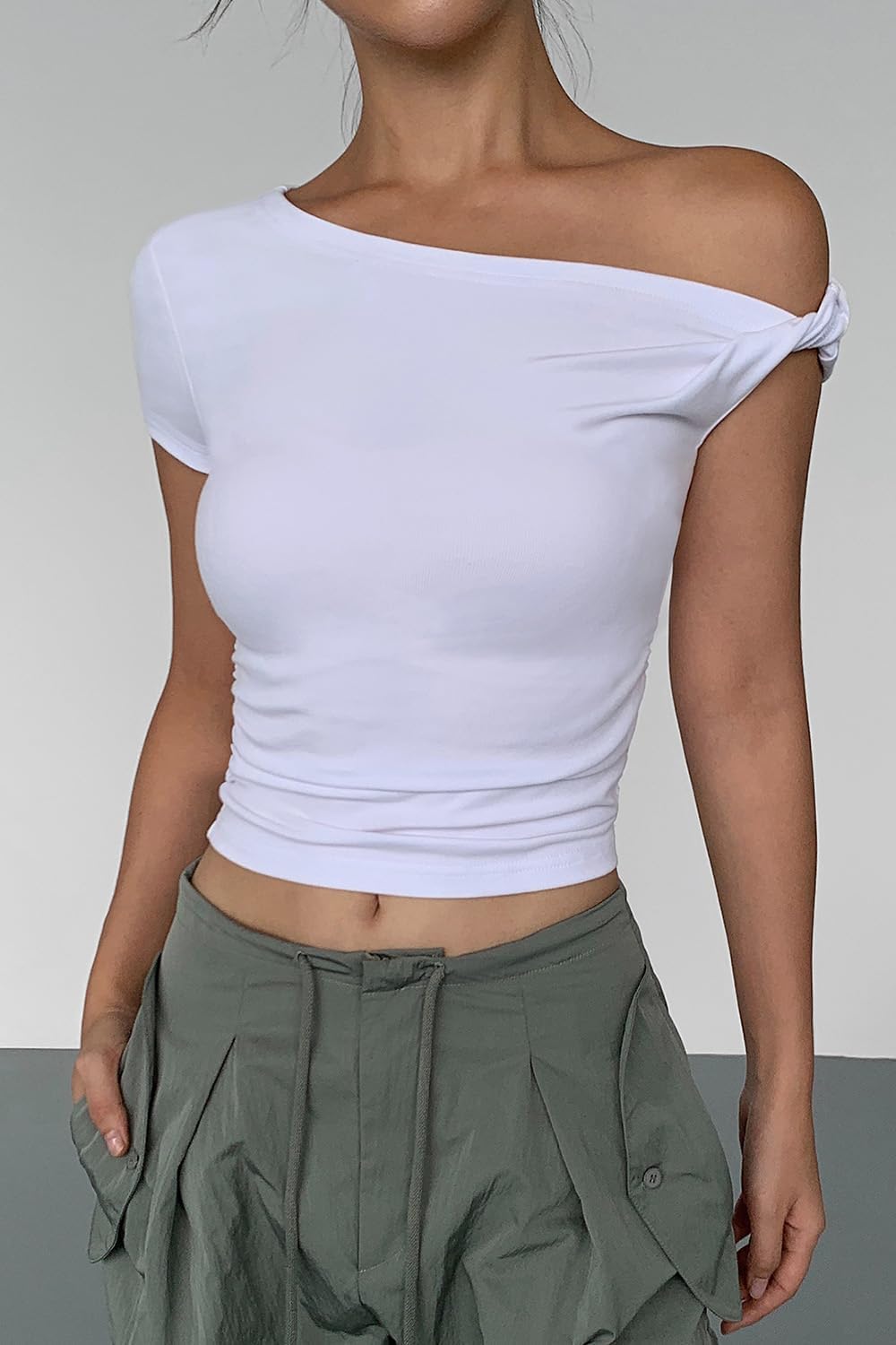 Off The Shoulder Tops for Women Sexy Short Sleeve Bad Girl Going Out Crop Tops Trendy Streetwear Fitted T Shirt Basic tees - Image 8