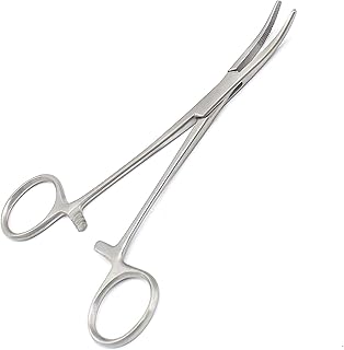 PRECISE CANADA Kelly Forceps Locking Tweezers Clamp, Silver, Curved, 5-1/2 Inch