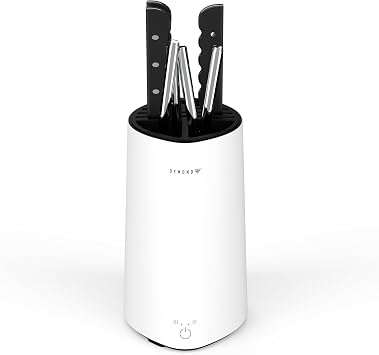 Universal Knife Block Holder Without Knives with Slots for Scissors and Sharpening Rod, Space Saver Knife Holder Storage Organizer for Kitchen Counter Detachable for Easy Cleaning White
