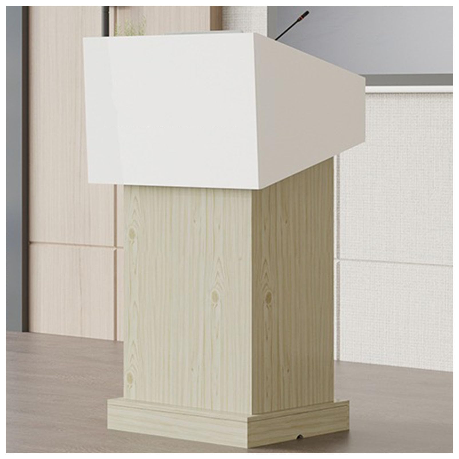Podium en bois moderne pour présentations, église, séminaire et conférences scolaires, événement, bureau, restaurant, support de haut-parleur