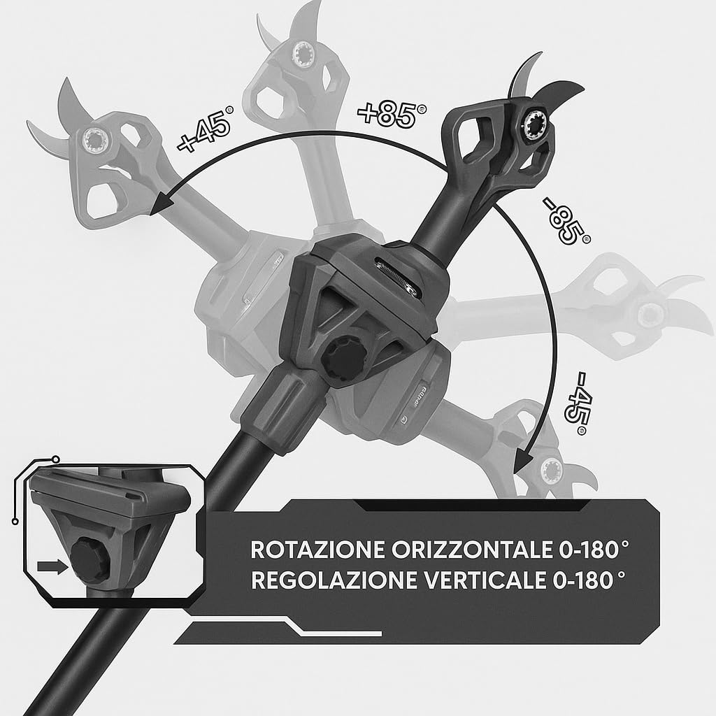 Kit Potatura Elettrico 3 in 1 con Asta Telescopica 2,5M, Forbici, Motosega 6" a Batteria, 2 Batterie 48V, Attrezzi Giardinaggio, Cesoia, Troncarami, per Rami, Alberi, Giardino, Vigneti, Orti