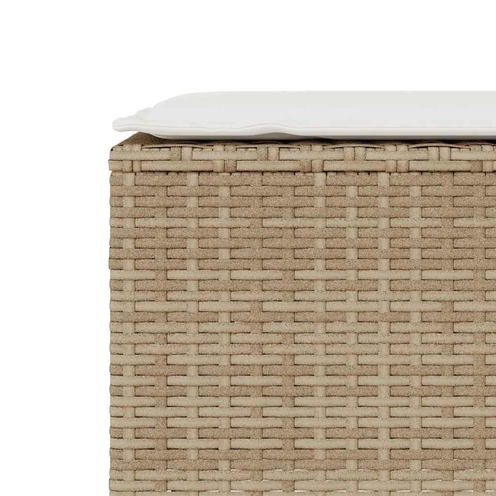 vidaXL Banco de jardín con cojín beige110x30x40,5 cm ratán sintético, Banco de Exterior, Banco de Parque, sofá de Dos plazas de jardín