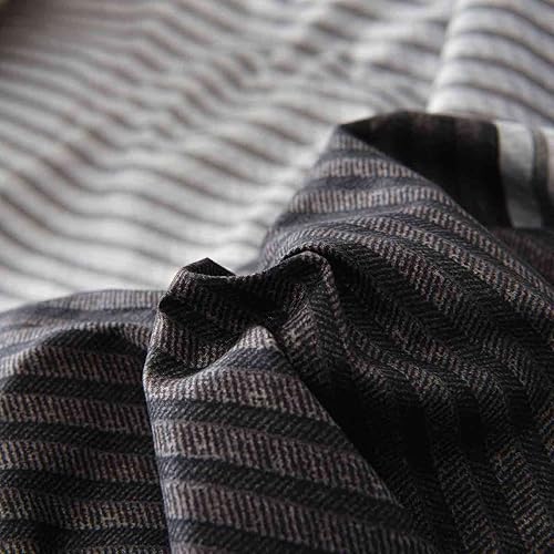 Miniatura 4 de TIFFICO Juego de funda de edredón tamaño King, 3 piezas de microfibra suave con estampado de retazos a rayas negras y grises, fundas de edredón con
