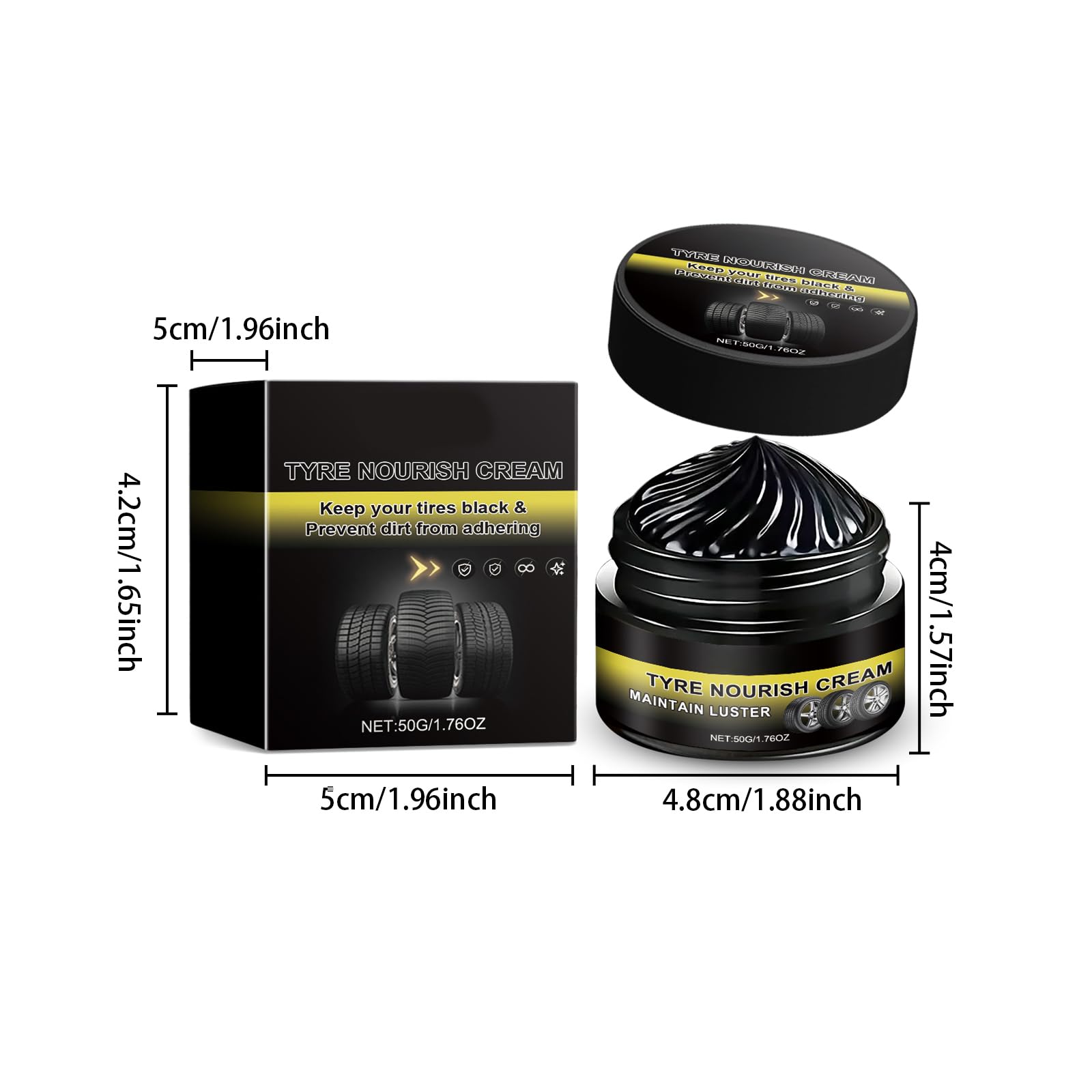 Car Tire Shine High Gloss Shine Tire Polish Coating Paste Car Cleaning Wheel Tires Polishing Pastes TireShine Cleaner for Cars Trucks Motorcycles RVs — view 5
