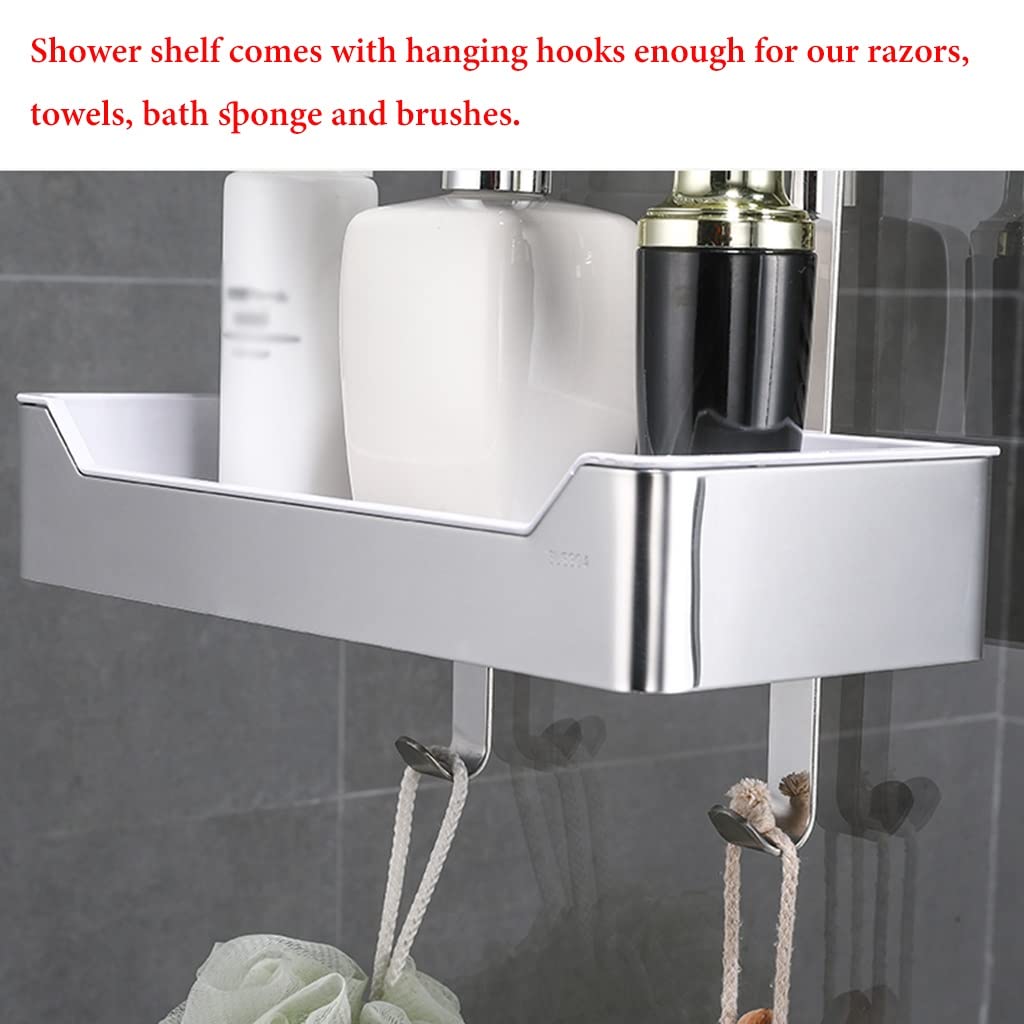Inless - Organizador de ducha de acero – Estante colgante sobre la puerta sin taladrar, nizer de baño de 2 niveles con toalla, cesta de ducha inoxidable para facilitar el montaje