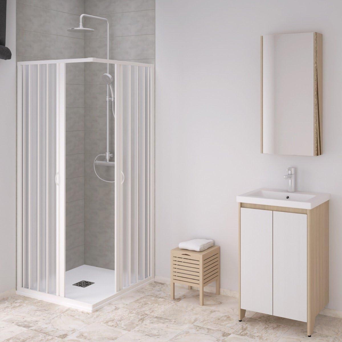 Box Doccia A Soffietto In PVC - Riducibile 100-80x185 Cm, Anticalcare, Antiurto | Kit Completo Con Accessori - Foto 3