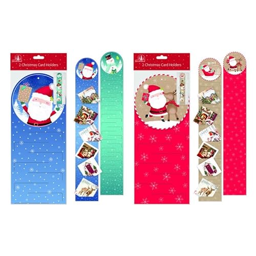 Skyte Multicolor Skyte® 2 X Christmas Card Holder Cute & Traditional Design Santa Claus Festive Design Ideal For Xmas Gift Hanging Wall- Red And Blue- Xc0028