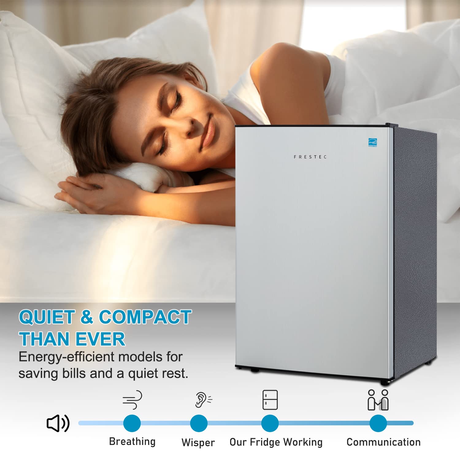 Mini Refrigerador de 2.5 CU, Pequeño Refrigerador con Congelador, Refrigerador Compacto, Acero Inoxidable (FR 250 SL)
