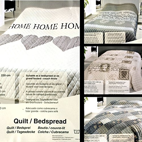 Riyashop Tagesdecke 220 x 240 cm Decke Übergröße Bettüberwurf Sofaüberwurf Ornament Neu (Weiß)