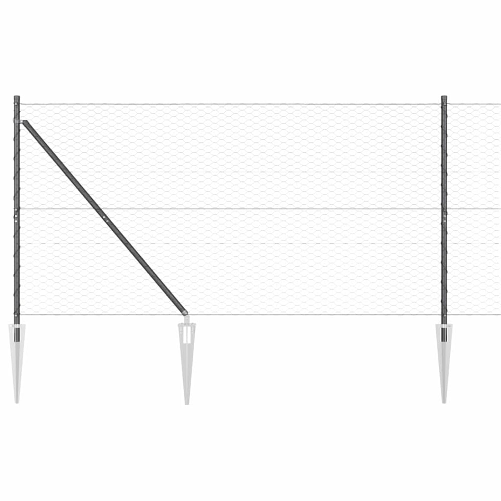 Gecheer Sechseckdrahtzaun Set, PVC-beschichteter Stahl mit 26 Pfosten und Spannern, Maschenweite 36x54-68mm, 50x1,2m for Garten Terrasse Hof Einfriedung