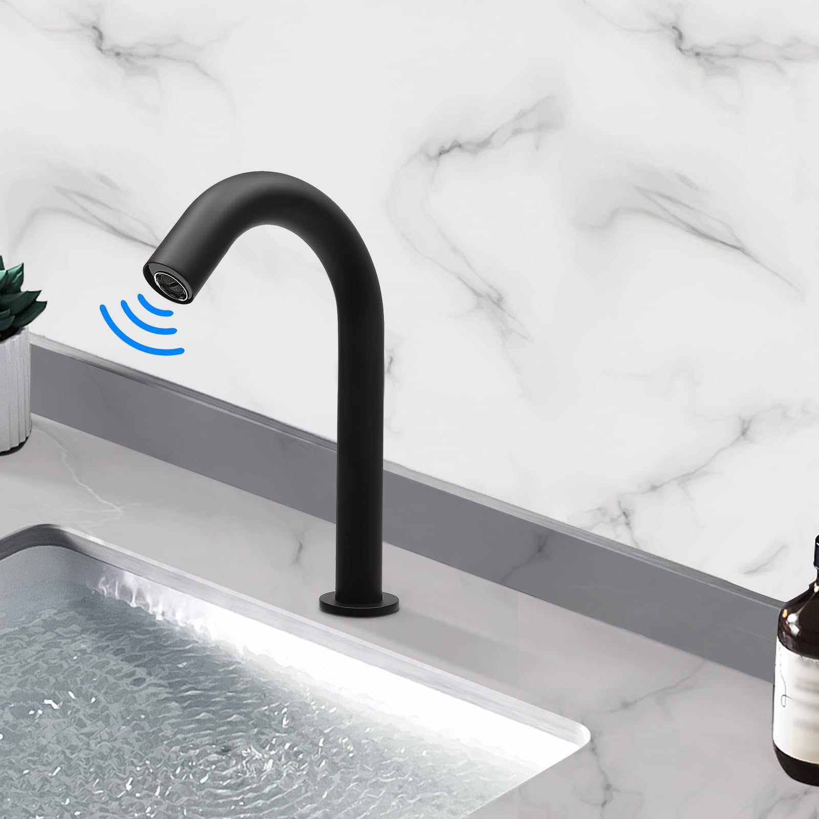 grifo negro mate sin contacto mezclador de lavabo grifo con sensor infrarrojo para bar cocina baño
