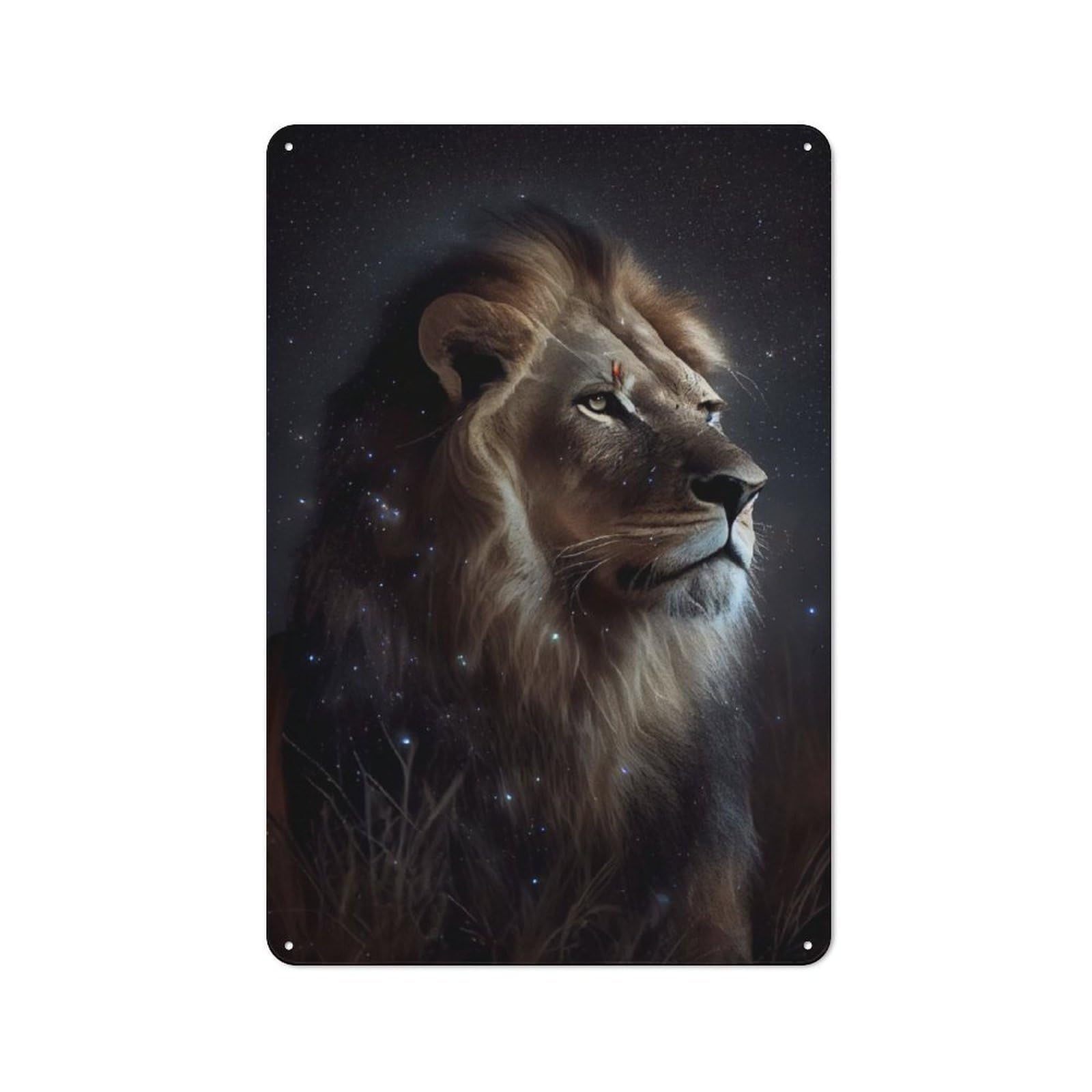 Lion Galaxy Industrial-style Tin Sign 30x20cm for Café Or Home Bar, for Cooler-month Interiors with Industrial Character