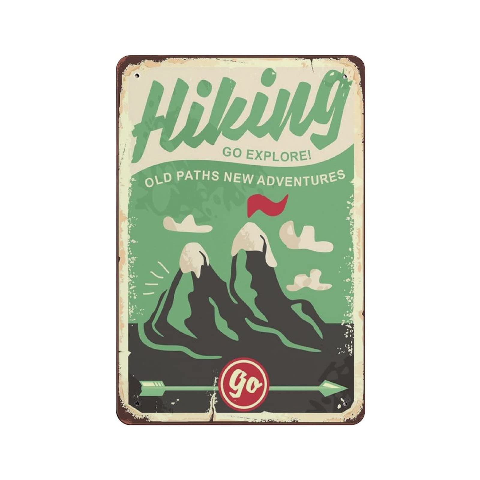 Metal Tin Sign Hiking Mountain Tin Sign Metal Aluminum Sign Vintage Wall Decor Retro Poster for Bars Restaurants Cafes Pubs Home Decoration 12"x8"