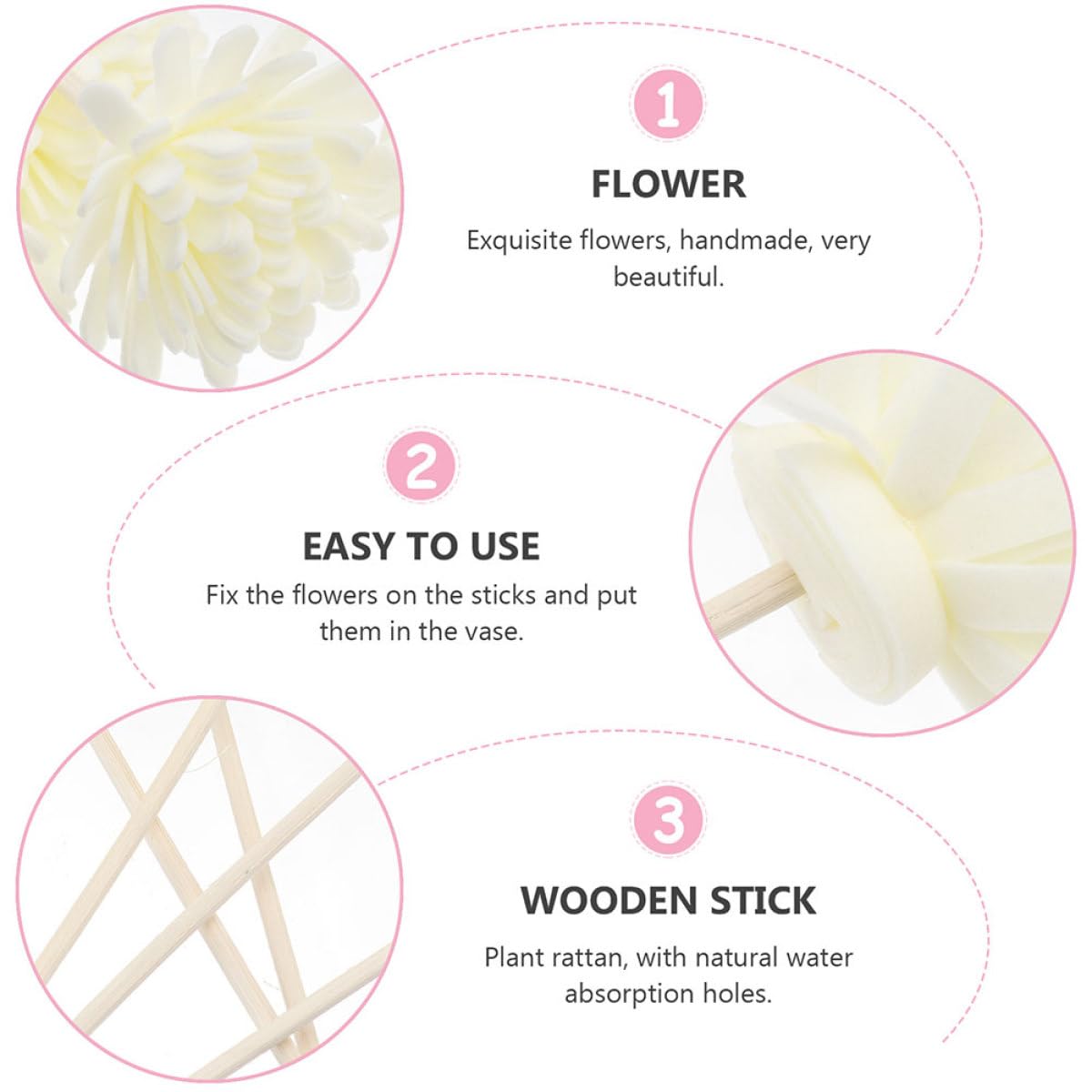 VICASKY Lot de 10 Bâtonnets Diffuseurs de Parfum Fleurs Séchées pour Décoration et Diffusion d'Huiles Essentielles la Maison