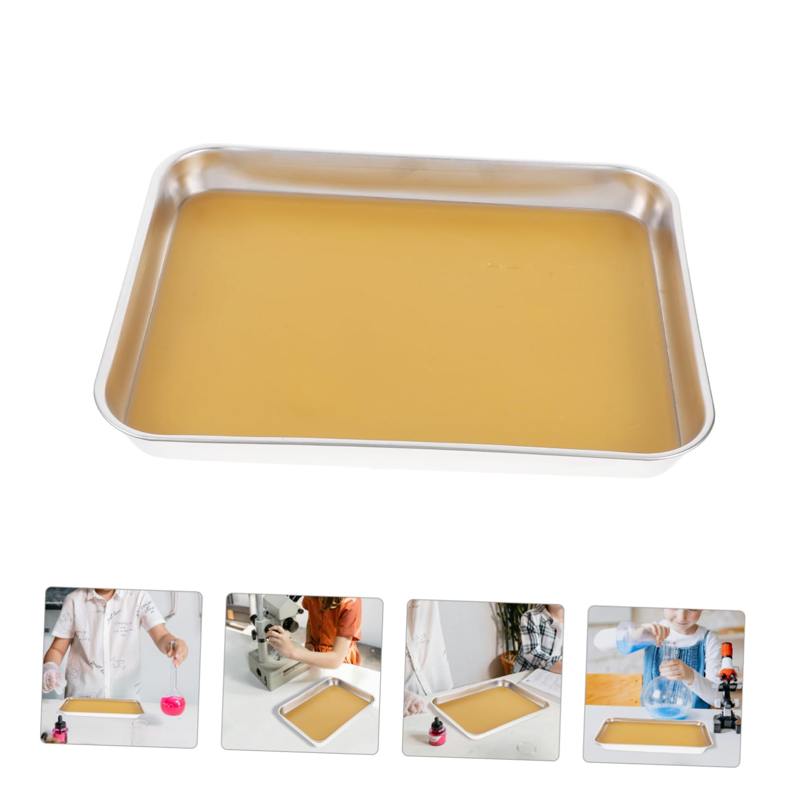 MAGICLULU Vassoio Di Dissezione in Metallo Inox 304 Per Laboratorio Biologico, Piastra Per Studio Del Corpo in Metallo Resistente, Vaschetta Per Dissezione Con Cera Per Scuole Medie e Superi