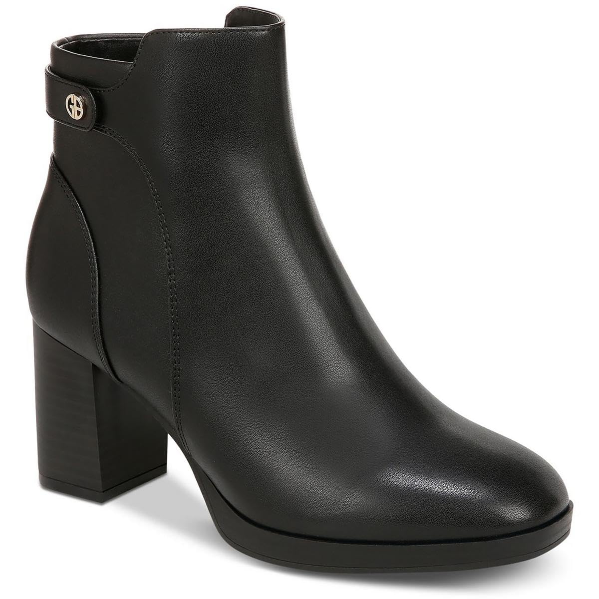 Giani Bernini Womens Trumann Faux Leather Ankle Boots Black 7 Medium B M