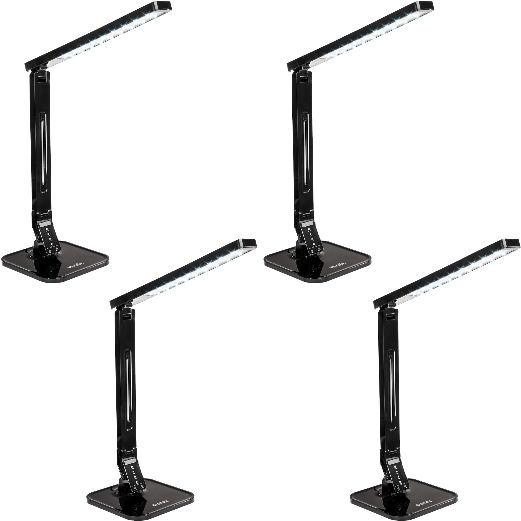 tectake® Schreibtischlampe dimmbar, Lampe mit USB Anschluss, LED Tischlampe, Tischleuchte, Schreibtischlampe LED, Desk Lamp, Lampe Schreibtisch mit USB LED, Arbeitsplatzleuchte - 4er Set