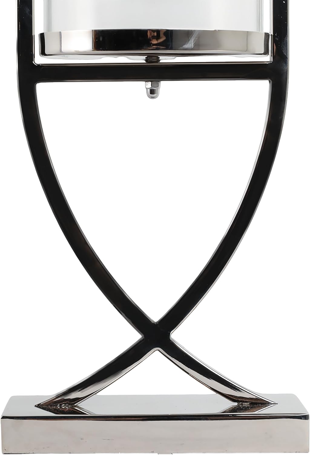 Contemporary Metal and Glass Hurricane Candle Holder - Decorative Pillar Candlestick Holder for Table Centerpiece - Elegant Home Decor Accents for Any Special Occasion Decoration - 27" Silver