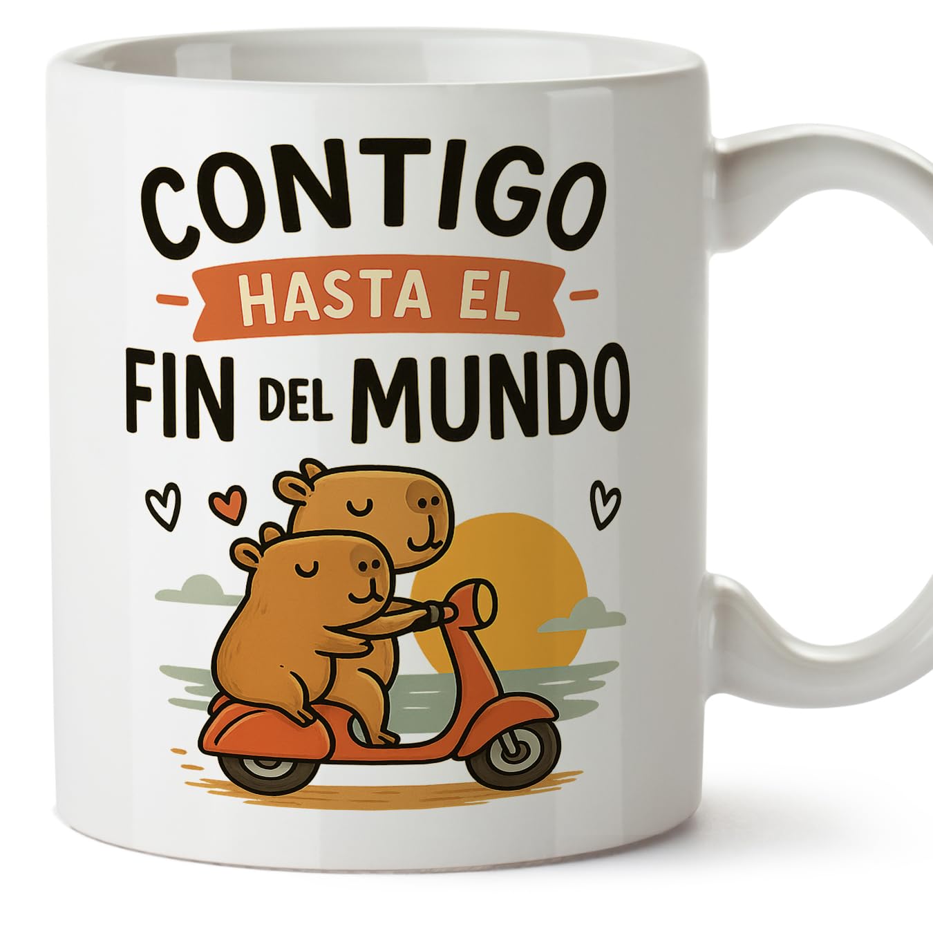 MUGFFINS taza enamorados Mug Contigo hasta el fin del mundo en español | regalo original aniversario, capibaras, amor, novios, romántico, San Valentín, carpincho | capylove v1